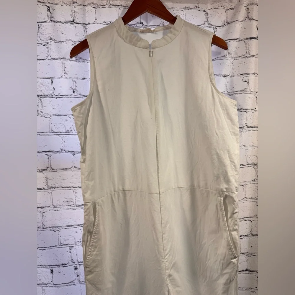 Eileen Fisher Cotton Hemp White Sleeveless Jumpsuit